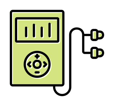 Kulaklık simgesi, vektör illüstrasyonlu Mp3 oynatıcı