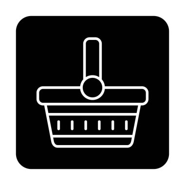 piknik sepeti web simgesi, vektör illüstrasyonu 