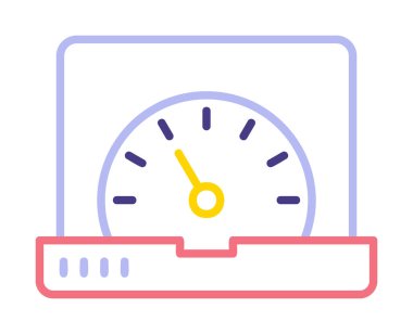 Vektör hızı test dizüstü bilgisayarı web simgesi, vektör illüstrasyonu