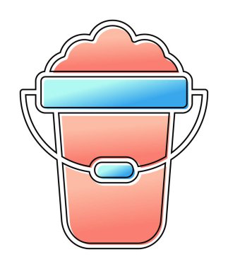 Köpük simgesi olan kova, vektör illüstrasyonu  