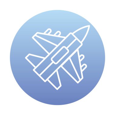 Jet Fighter ikonu. Askeri uçak uçuşu. vektör illüstrasyonu