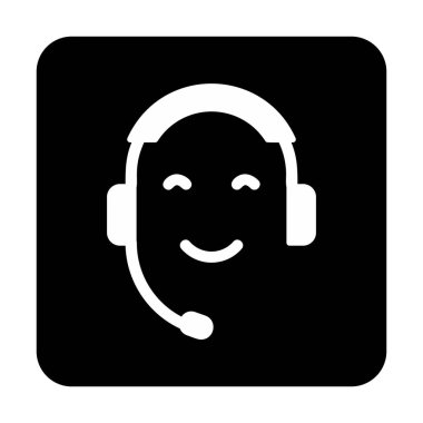 Kulaklık ve gülücükle yüzün vektör çizimi, Çağrı Merkezi kavramı