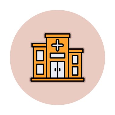 Basit düz hastane binası ikon vektör illüstrasyon tasarımı