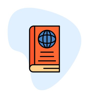 Basit Dünya Kitabı simgesi, vektör illüstrasyonu