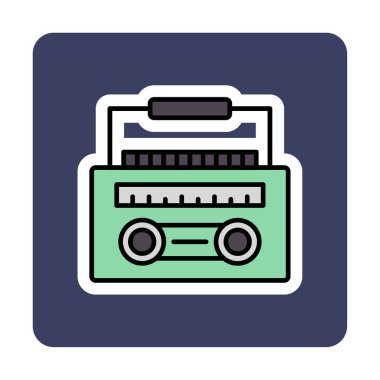 Basit düz Radyo Cassette simgesi illüstrasyonu  