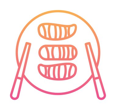 Tabak simgesinde suşi, vektör illüstrasyonu