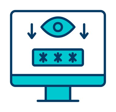 Basit Bilgisayar Casus Yazılımı simgesi, vektör illüstrasyonu