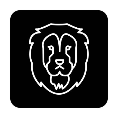 Aslan başı düz simgesi, vektör illüstrasyonu