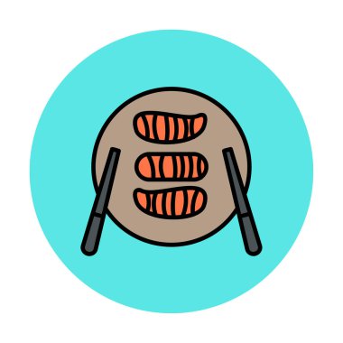 Tabak simgesinde suşi, vektör illüstrasyonu