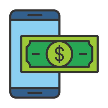 Basit Çevrimiçi Ödeme simgesi, vektör illüstrasyonu