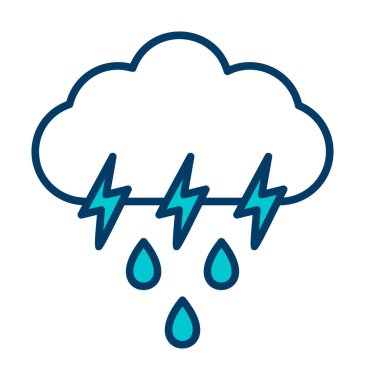 Gök gürültülü yağmurlu bulut sembolü, hava durumu ikonu, vektör illüstrasyonu 