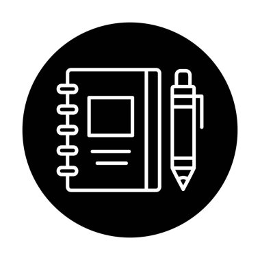 Çizim defteri ve kalem simgesi, vektör illüstrasyonu  