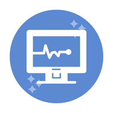 Basit kardiyogram simgesi, vektör illüstrasyonu