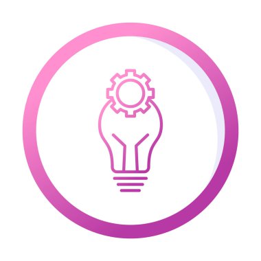 Cogwheel simgesi, vektör illüstrasyonlu ampul 