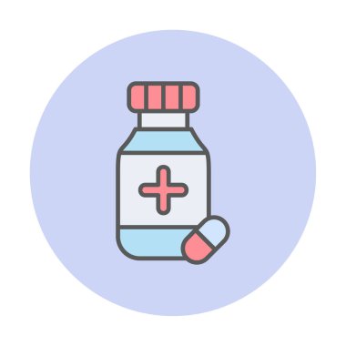 İlaç ikonlu ilaç şişesinin vektör çizimi