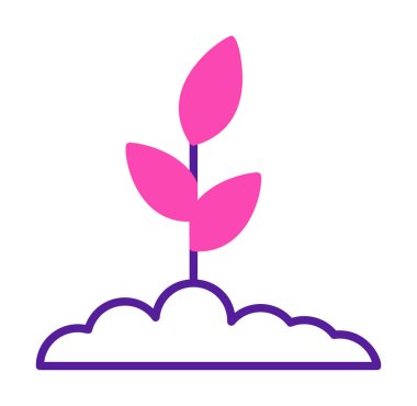 Yer simgesinde büyüyen bitki, vektör illüstrasyonu 