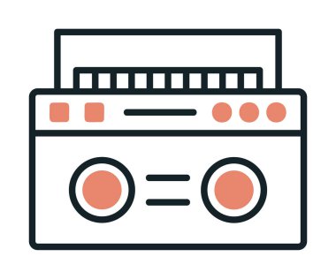  Boombox düz simgesi, vektör çizimi