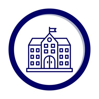 Üniversite binası ikonu. Düz renk tasarımı. vektör illüstrasyonu.                           