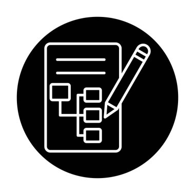 Kalem simgesi ile yazma Planı, vektör illüstrasyonu basit  