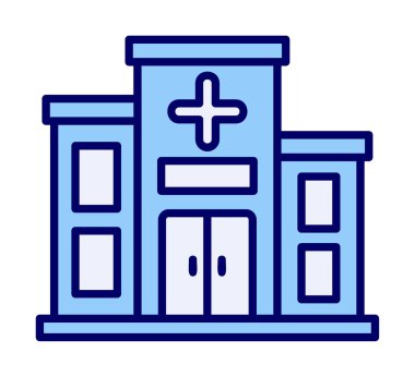 Basit düz hastane binası ikon vektör illüstrasyon tasarımı