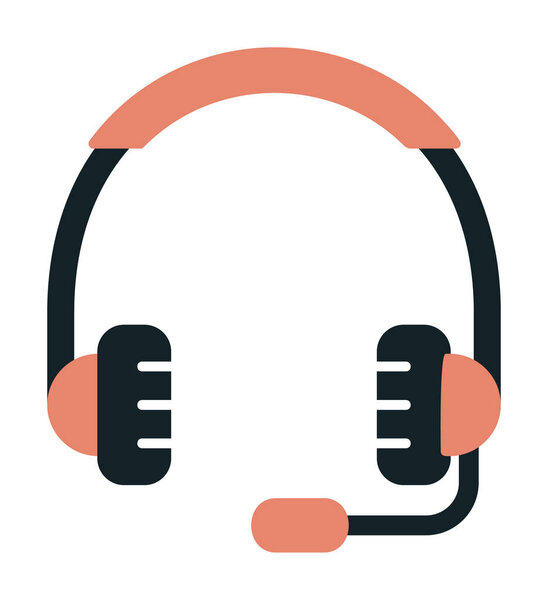 иконка с плоскими наушниками, векторная иллюстрация