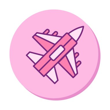 Jet Fighter ikonu. Askeri uçak uçuşu. vektör illüstrasyonu