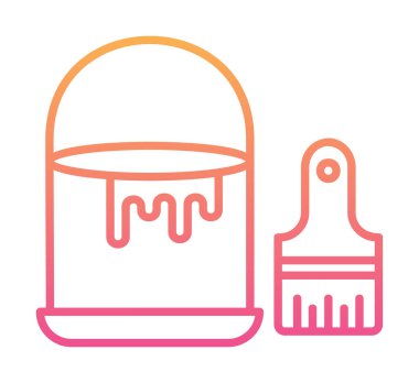 Boya fırçası ve kova vektör çizimi, simge ögesi arkaplanı                    