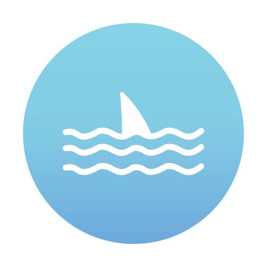 Deniz ikonunda köpekbalığı yüzgeci, vektör illüstrasyonu 