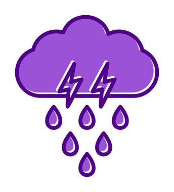 Gök gürültülü yağmurlu bulut sembolü, hava durumu ikonu, vektör illüstrasyonu 