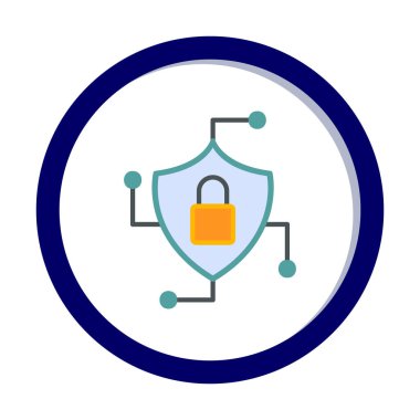 Asma kilit simgesi, vektör illüstrasyonlu güvenli kalkan