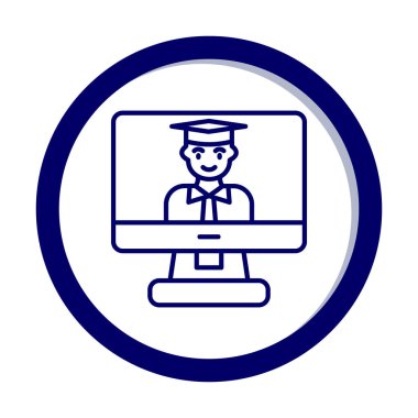 Basit Çevrimiçi Öğrenme simgesi, vektör illüstrasyonu