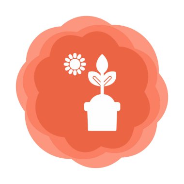 Güneş ve bitki saksı ikonunda. Vektör çizimi. Fotosentez sembolü 