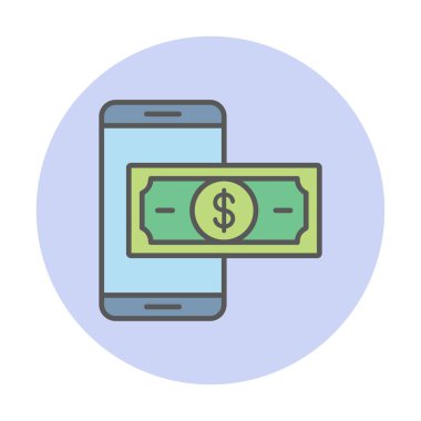 Basit Çevrimiçi Ödeme simgesi, vektör illüstrasyonu