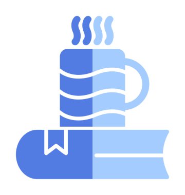 sıcak çay ve kitap simgesi, özet biçimi vektörü 