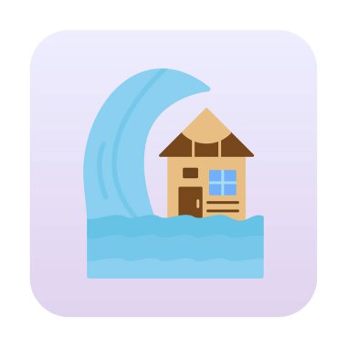 Basit tsunami simgesi, vektör illüstrasyonu