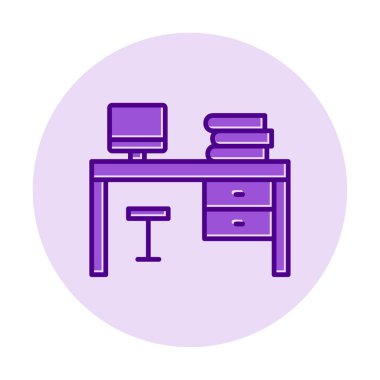 ofis masası simgesi, basit vektör illüstrasyonu