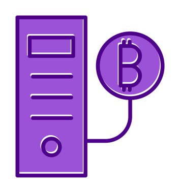 Bitcoin Madeni İşlemcisi (BTC) simgesi, vektör illüstrasyonu 