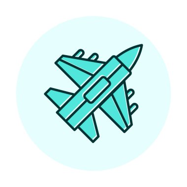Jet Fighter ikonu. Askeri uçak uçuşu. vektör illüstrasyonu