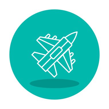 Jet Fighter ikonu. Askeri uçak uçuşu. vektör illüstrasyonu