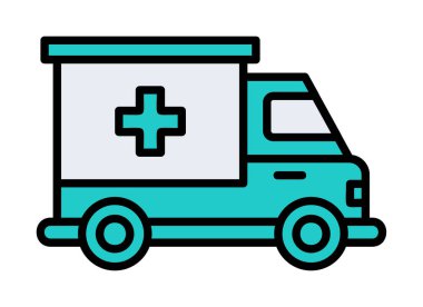 ambulans araba simgesi, renk vektörü çizimi