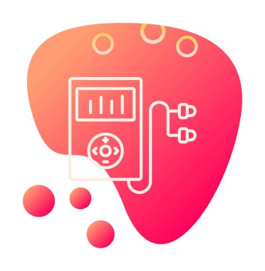 Kulaklık simgesi, vektör illüstrasyonlu Mp3 oynatıcı