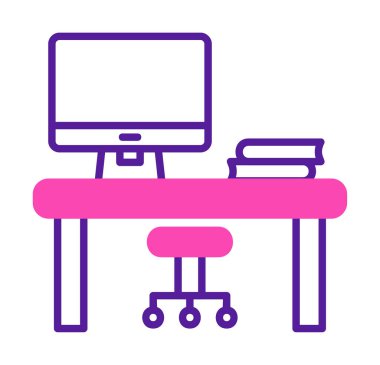 ofis masası simgesi, basit vektör illüstrasyonu