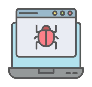 Kötü amaçlı yazılım ikonu tarafından enfekte edilen basit düz dizüstü bilgisayar 