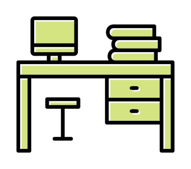 ofis masası simgesi, basit vektör illüstrasyonu