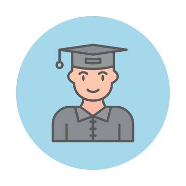 Mezuniyet başlığı simgesi vektör illüstrasyonu öğrencisi