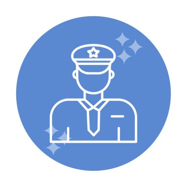 Üniformalı düz simgeli polis memurunun vektör çizimi