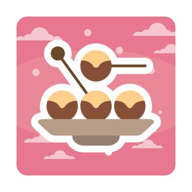 Basit Takoyaki Japon yemek ikonu, vektör illüstrasyonu