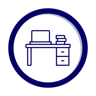 Ofis masa simgesinin vektör illüstrasyonu 