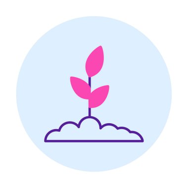 Yer simgesinde büyüyen bitki, vektör illüstrasyonu 