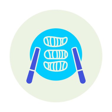 Tabak simgesinde suşi, vektör illüstrasyonu